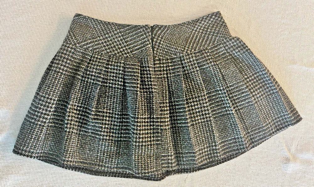 Chouyatou Houndstooth Glen Plaid Pleated Mini Skirt Womens Size L Wool Blend